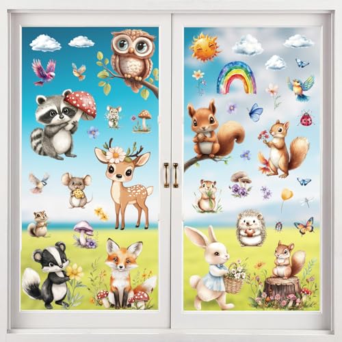 Cozyan Fensterbilder Selbstklebend Frühling Sommer Schmetterlinge Deko Blumen Wiederverwendbar PVC Fenstersticker Fensterbilder Botanisch Floral Tier Fensteraufkleber Glas 9 Stück von Cozyan