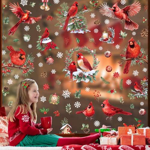 Fensterbilder Weihnachten Fensterbilder Weihnachten Selbstklebend Weihnachtsdeko Weihnachten Fensterbilder Doppelseitige Wiederverwendbare Roter Vogel Schneemann Weihnachtsbaum von Cozyan