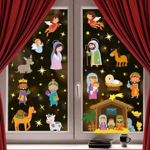Fensterbilder Weihnachten Selbstklebend Weiß Fensterdeko Weihnachten Wiederverwendbar Fensterbilder Selbsthaftend Schneeflocken Weihnachten Fensteraufkleber Wiederverwendbar Winter von Cozyan