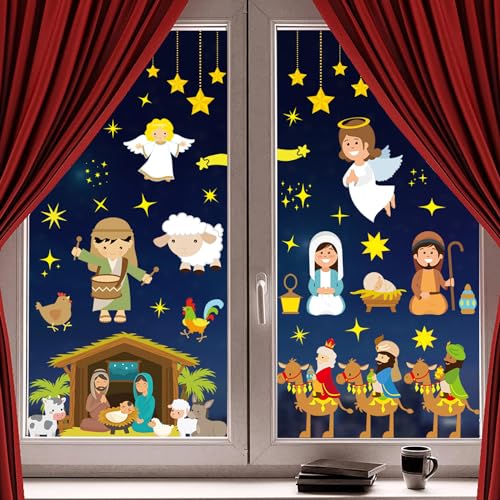 Fensterbilder Weihnachten Selbstklebend Weiß Fensterdeko Weihnachten Wiederverwendbar Fensterbilder Selbsthaftend Schneeflocken Weihnachten Fensteraufkleber Wiederverwendbar Winter von Cozyan