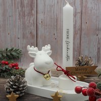 Elch Auf Deko Tablett Mit Stabkerzenhalter Und Spruchkerze, Geschenk Weihnachten, Kerzenhalter, Tischdeko Für Weihnachten, Winterdeko, Deko von Cozycandlesbewernick