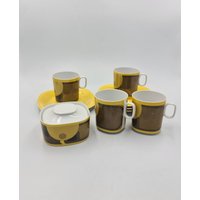 1970Er Jahre Design Swiss Langenthal "Transition" Tassen Mit Untertassen Set Von Vier Variation Zuckerdose." von CozycatVintageShop