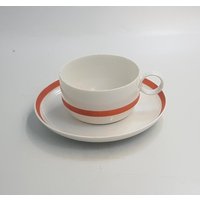 Rosenthal Studio-Linie Tasse Mit Untertasse Oder Zuckerdose Von Ambrogio Pozzi Form Duo Decor Electric Orange, 70Er Jahre von CozycatVintageShop