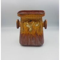 Ungewöhnliche Große Henkelvase/Blumentopf Mit Rotem Glitzer Und Fat Lava Glasur, Modell-Nr. 103/20, Vintage 1970Er Jahre, Wgp, West German Pottery von CozycatVintageShop