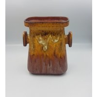 Vintage West Germany Keramik Vase, Rote Glitzernde Fat Lava Glasur, 1970Er Jahre von CozycatVintageShop