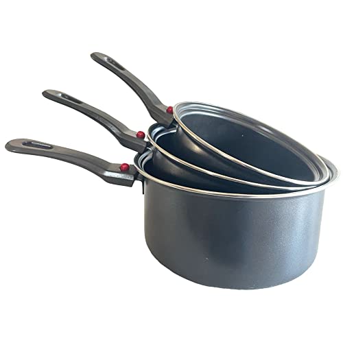 (Sparsam-Formel) – Set mit 3 Töpfen aus Metall mit Antihaftbeschichtung – 20/18/16 cm von cozydiscount