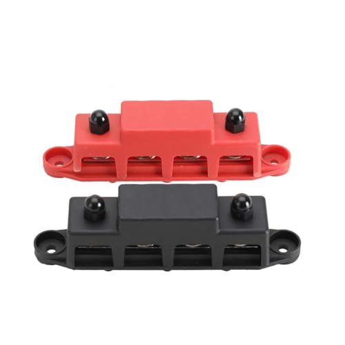 Cozyel 12V-48V DC Sammelschienen Verteilerblock 250A BusBar Box mit 4 x M8 (5/16) Klemmenbolzen Hochleistungsmodul,Stromverteilungsblock Erdungsstrom für Auto RV Boat Yacht (Rot Schwarz, 2PCS) von Cozyel