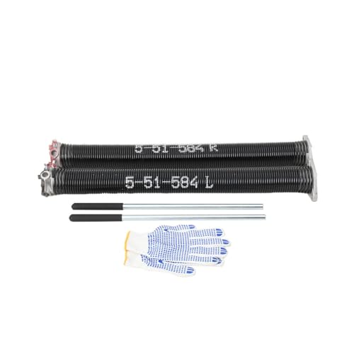 Cozyel 2PCS Garagentor Torsionsfedern, 1 Paar Garagentor-Federn Garagentor Torsionsfeder links rechts Garagentorfeder Satz für Ersatz mit rutschfesten Wickelstangen und Handschuhen, 51x584 mm von Cozyel