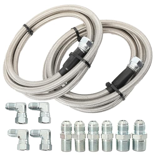 Cozyel Öl Leitung Ölkühler 133cm Stahlflex Ölleitung für Ölkühler - 3/8" NPT gerade Adapter - 1/4" NPT gerade Adapter, 90° abgewinkelt Fittings Anschluss, Universal Edelstahl Flex Schlauch TH350 700R4 Cozyel Öl Leitung Ölkühler 133cm Stahlflex Ölleitung für Ölkühler - 3/8" NPT gerade Adapter - 1/4" NPT gerade Adapter, 90° abgewinkelt Fittings Anschluss, Universal Edelstahl Flex Schlauch TH350 700R4 von Cozyel