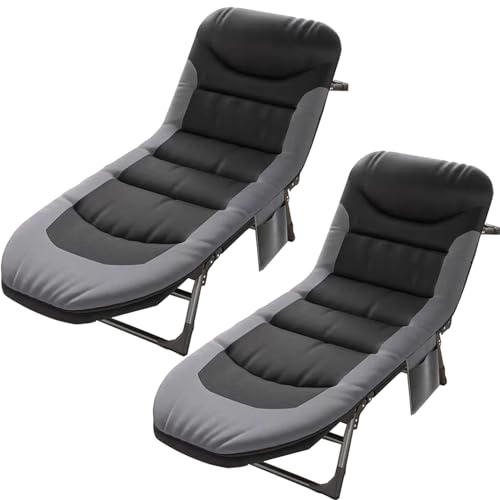 Feldbett Klappbar 190x68x30 cm Sonnenliege Klappbar Leicht Gartenliege mit Matratze Zusammenklappbar bis 300ibs | Liegestuhl | Campingbett Verstellbare | Campingliege für Balkon und Garten (Grey 2) von Cozykimo