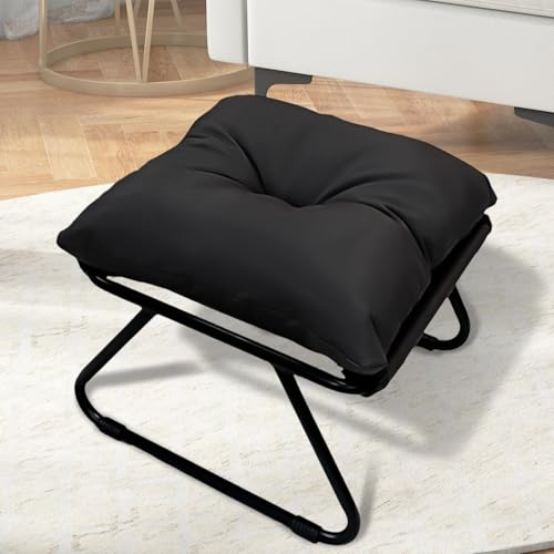 Cozykimo Fußablage, Fusshocker Outdoor 55x48x36cm, Sitzhocker Outdoor mit 8 cm Weichem Sitzkissen, Metallbeinen, Schuhhocker, Fußbank für Wohnzimmer, Schlafzimmer, Eingangsbereich (Black) von Cozykimo