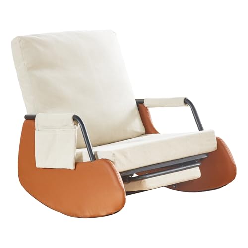 Cozykimo Schaukelstuhl mit fußstütze Wohnzimmer, Schaukelsessel Relaxsessel mit Einstellbar Rückenlehne, Stillsessel Rocking Chair fürs Wohnzimmer/Schlafzimmer/Balkon (Orange) von Cozykimo