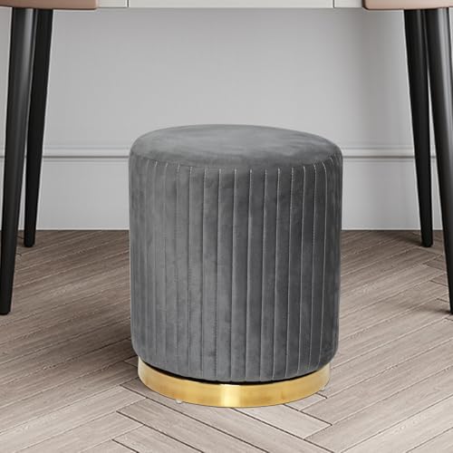 Cozykimo Schminktisch Hocker 360° Drehbar, Moderner Schminkhocker aus Samt, Metallfuß, Schminktischstuhl für Schlafzimmer & Ankleidezimmer (Dark Gray) von Cozykimo