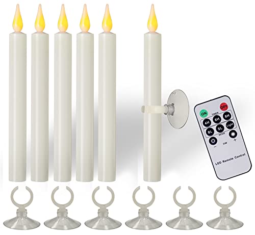 Cosylive LED Stabkerzen mit Fernbedienung und Timerfunktion, 6 Stück Magnetfuß Flammenlose Kerzen Batteriebetrieben Kerzen für Weihnachten Halloween Abendessen Hochzeitsfeier Dekoration von Cosylive