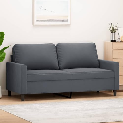 Cozynest 2-Sitzer-Sofa Dunkelgrau 140 cm Samt Couch für Wohnzimmer, Polstersofa mit Metallgestell, Loungesofa Zweisitzer Wohnzimmersofa Wohnzimmermöbel von Cozynest