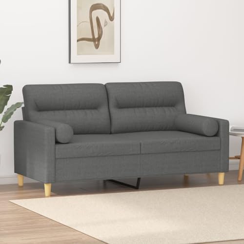 Cozynest 2-Sitzer-Sofa mit Zierkissen Dunkelgrau 140 cm Stoff Liegesofa für Wohnzimmer, Polstersofa Sessel Relaxsofa Loungesofa Relaxcouch von Cozynest