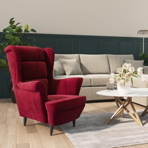 Cozynest Armlehnen Fernsehsessel Polstersessel Loungesessel Wohnzimmersessel TV Sessel Ruhesessel Relaxsessel Sessel Weinrot Samt von Cozynest