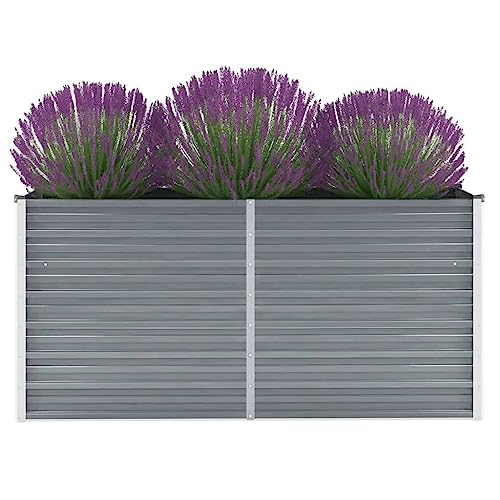 Cozynest Garten Hochbeet Gemüsebeet Pflanzbeet Gartenbeet Frühbeet Pflanzkasten Blumenkasten Blumenbeet Garten-Hochbeet Verzinkter Stahl 160x40x77 cm Grau von Cozynest
