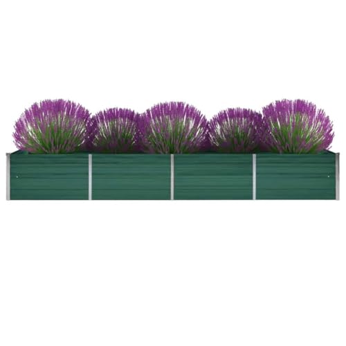 Cozynest Garten Hochbeet Gemüsebeet Pflanzbeet Gartenbeet Frühbeet Pflanzkasten Blumenkasten Blumenbeet Garten-Hochbeet Verzinkter Stahl 320x80x45 cm Grün von Cozynest