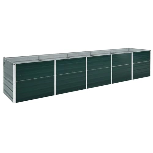 Cozynest Garten Hochbeet Gemüsebeet Pflanzbeet Gartenbeet Frühbeet Pflanzkasten Blumenkasten Blumenbeet Garten-Hochbeet Verzinkter Stahl 400x80x45 cm Grün von Cozynest