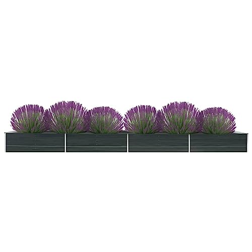 Cozynest Garten Hochbeet Gemüsebeet Pflanzbeet Gartenbeet Frühbeet Pflanzkasten Blumenkasten Blumenbeet Garten-Hochbeet Verzinkter Stahl 600x80x45 cm Anthrazit von Cozynest