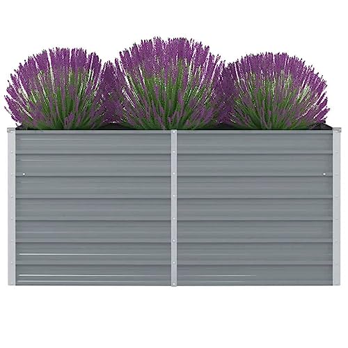 Cozynest Garten Hochbeet Gemüsebeet Pflanzbeet Gartenbeet Frühbeet Pflanzkasten Blumenkasten Blumenbeet Hochbeet 160 x 80 x 77 cm Verzinkter Stahl Grau von Cozynest