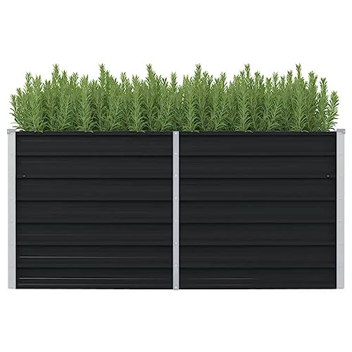Cozynest Garten Hochbeet Gemüsebeet Pflanzbeet Gartenbeet Frühbeet Pflanzkasten Blumenkasten Blumenbeet Hochbeet Anthrazit 160 x 80 x 77 cm Verzinkter Stahl von Cozynest