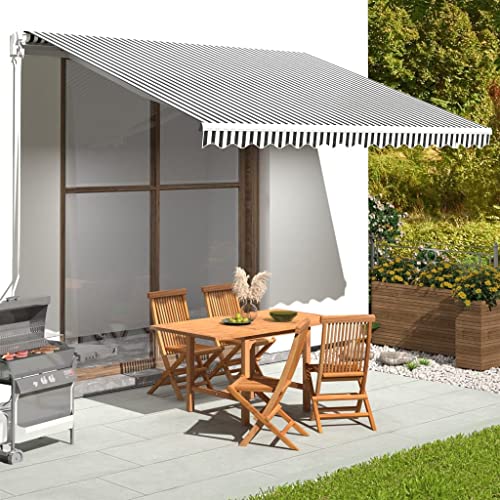 Cozynest Markisenstoff Sonnenschutz Markisentuch Segeltuch Markisenbespannung Anthrazit und Weiß 4x3,5 m von Cozynest
