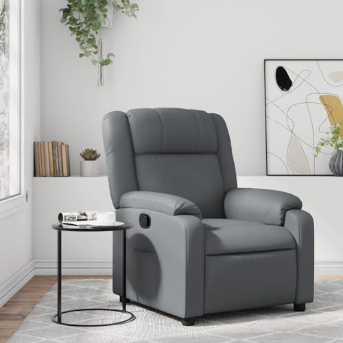 Cozynest Sessel mit Liegefunktion, Fernsehsessel Verstellbare Rückenlehne Fußteil, Liegesessel Ruhesessel Polstersessel Relaxsessel Grau Kunstleder von Cozynest