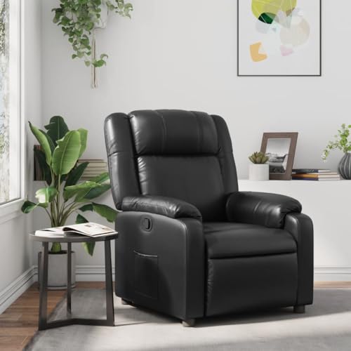 Cozynest Sessel mit Liegefunktion, Fernsehsessel Verstellbare Rückenlehne Fußteil, Liegesessel Ruhesessel Polstersessel Relaxsessel Schwarz Kunstleder von Cozynest