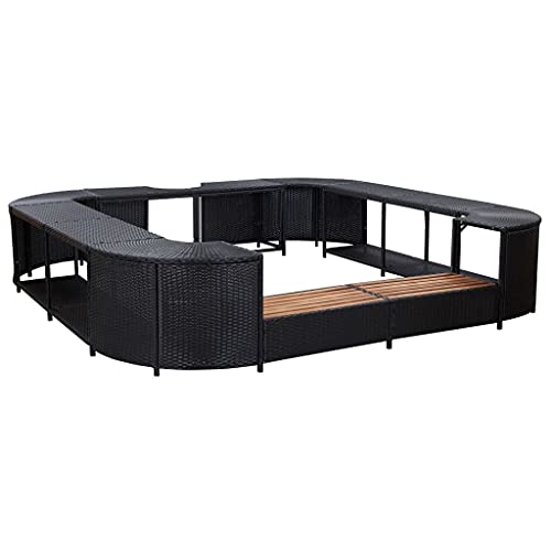 Cozynest -Umrandung Whirlpool Umrandung mit 2 hölzernen Spa-Stufen Spa Poolumrandung für Schwimmbecken Quadratisch Schwarz 268x268x55 Poly Rattan Cozynest -Umrandung Whirlpool Umrandung mit 2 hölzernen Spa-Stufen Spa Poolumrandung für Schwimmbecken Quadratisch Schwarz 268x268x55 Poly Rattan von Cozynest