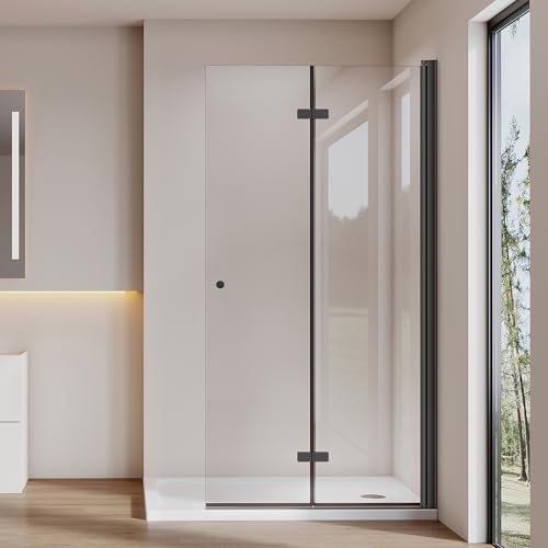 Cozynest Walk-in Duschwand Glas Schwarz 75x185cm Falttür Dusche Duschabtrennung aus 6mm ESG-Sicherheitsglas Höhe 185cm von Cozynest
