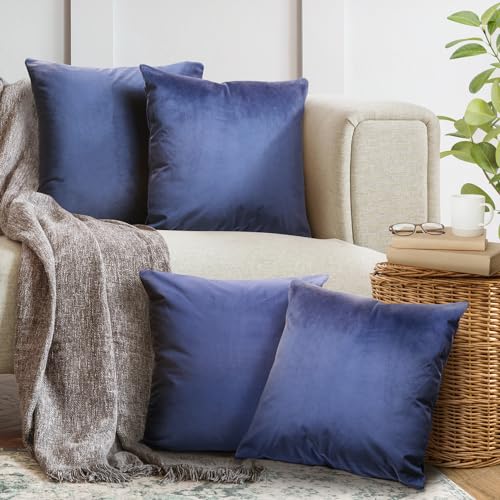 4er Set Kissenbezug 40x40 cm blau Samt flauschig weich Sofakissen Dekokissenbezug Kissenhülle für Couch, Schlafzimmer, Wohnzimmer & Balkon, Ocean, mit verstecktem Reißverschluss 4er Set Kissenbezug 40x40 cm blau Samt flauschig weich Sofakissen Dekokissenbezug Kissenhülle für Couch, Schlafzimmer, Wohnzimmer & Balkon, Ocean, mit verstecktem Reißverschluss von Cozyor