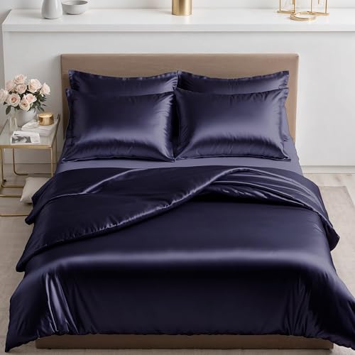 Cozyor Satin Bettwäsche 155x220 extra dick und weich mit robustem Reißverschluss 2X Kissenbezug 40x80 cm, edles Satin 3-teilig, dunkelblau Ocean Cozyor Satin Bettwäsche 155x220 extra dick und weich mit robustem Reißverschluss 2X Kissenbezug 40x80 cm, edles Satin 3-teilig, dunkelblau Ocean von Cozyor