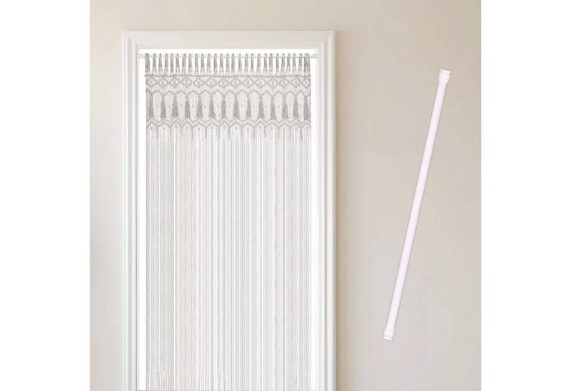 Cozyor Türvorhang Makramee 132 x 200 cm Boho Vorhang Fenstervorhang Raumteiler (1 St), Schlaufen, Baumwolle, mit Vorhangstange zum Klemmen weiß Wandteppich Wandbehang von Cozyor