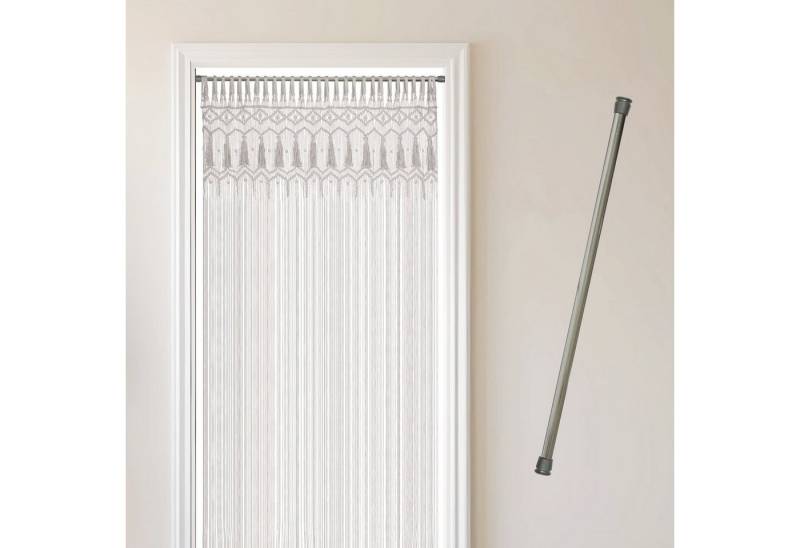 Cozyor Türvorhang Makramee 132 x 200 cm Boho Vorhang Fenstervorhang Raumteiler (1 St), Schlaufen, Baumwolle, mit Vorhangstange zum Klemmen weiß Wandteppich Wandbehang von Cozyor