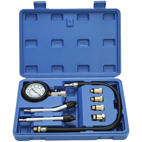 Kompressionstester Kompressionsprüfer-Satz Kompressionsmesser Auto Motorrad Messgerät Test kit Testgerät 0-20 bar oder 0-300 psi Verdichtungsmesser inkl. Koffer (Kunststoff-Blau) von Cozywind