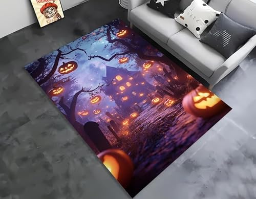 Cozzmats Halloween Decor, Halloween Rug, Halloween Witch and Pumpkin Area Rug for Living Room, Spooky Decor, Haunted House Rug (FeltDotBase -Fringed,30 * 30 cm) von Cozzmats