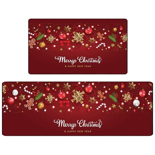 Cozzmats Kitchen Rugs Purple Marble: 2 Pieces Abstract Purple and Gold Kitchen Rug Sets Hallway Home Office, 20"x31.5"+ 20"x59" (Xmas002,20"x31.5" + 20"x47") von Cozzmats