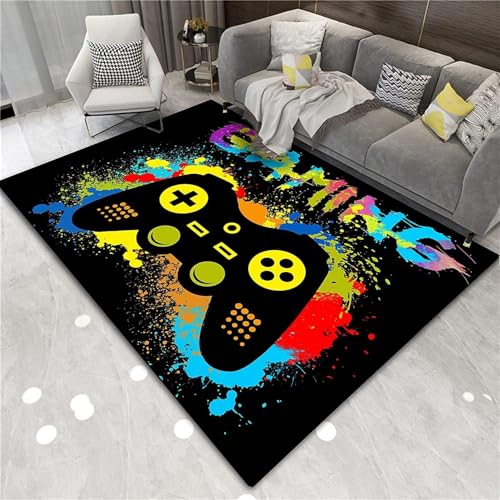 Cozzmats Game 3D Controller Bereich Teppich 50 x 80 cm, rutschfeste Fußmatte Graffiti Spielkonsole Dekoration, Waschbar Gamer Teppich Carpets für Gamer Jungen Teen Schlafzimmer Wohnzimmer (A) von Cozzmats