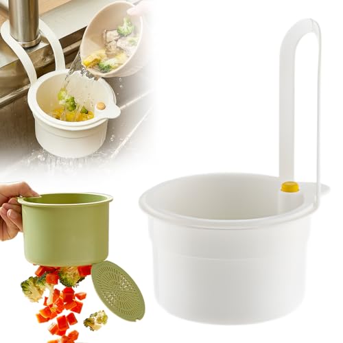 Sink Strainer, 2025 Snap Button Sink Strainer Tap Hanging, Removable Silicone Sink Strainer Without Smudging Hands, Multifunctional Drainer Sink (1, Green) (1,White) von Cozzmats