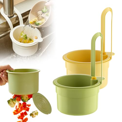 Sink Strainer, 2025 Snap Button Sink Strainer Tap Hanging, Removable Silicone Sink Strainer Without Smudging Hands, Multifunctional Drainer Sink (1, Green) (2,Ge+gr) von Cozzmats