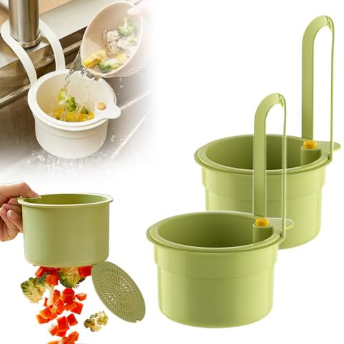 Sink Strainer, 2025 Snap Button Sink Strainer Tap Hanging, Removable Silicone Sink Strainer Without Smudging Hands, Multifunctional Drainer Sink (1, Green) (2,Green) von Cozzmats