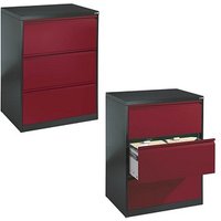 CP C 2000 Acurado Hängeregistraturschrank grau, rubinrot 3 Schubladen 78,7 x 59,0 x 104,5 cm von Cp