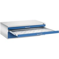 CP 7200 Planschrank lichtgrau, enzianblau 5 Schubladen 135,0 x 96,0 x 42,0 cm von Cp