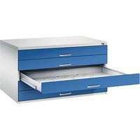 CP 7200 Planschrank lichtgrau, enzianblau 5 Schubladen 135,0 x 96,0 x 76,0 cm von Cp