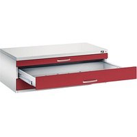 CP 7100 Planschrank lichtgrau, rubinrot 3 Schubladen 110,0 x 76,5 x 42,0 cm von Cp