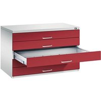 CP 7100 Planschrank lichtgrau, rubinrot 5 Schubladen 110,0 x 76,5 x 76,0 cm von Cp
