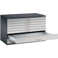 CP 7100 Planschrank schwarzgrau, weißaluminium 8 Schubladen 110,0 x 76,5 x 76,0 cm von Cp