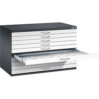 CP 7100 Planschrank schwarzgrau, verkehrsweiß 10 Schubladen 110,0 x 76,5 x 76,0 cm von Cp